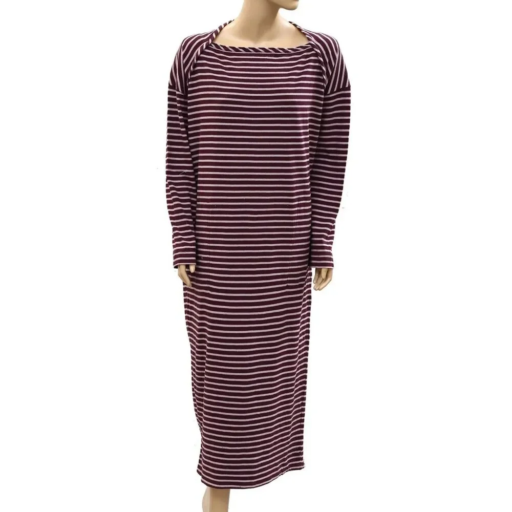 Free People Free Est Tivoli Maxi Dress Striped Printed Oversized Cotton M 286403